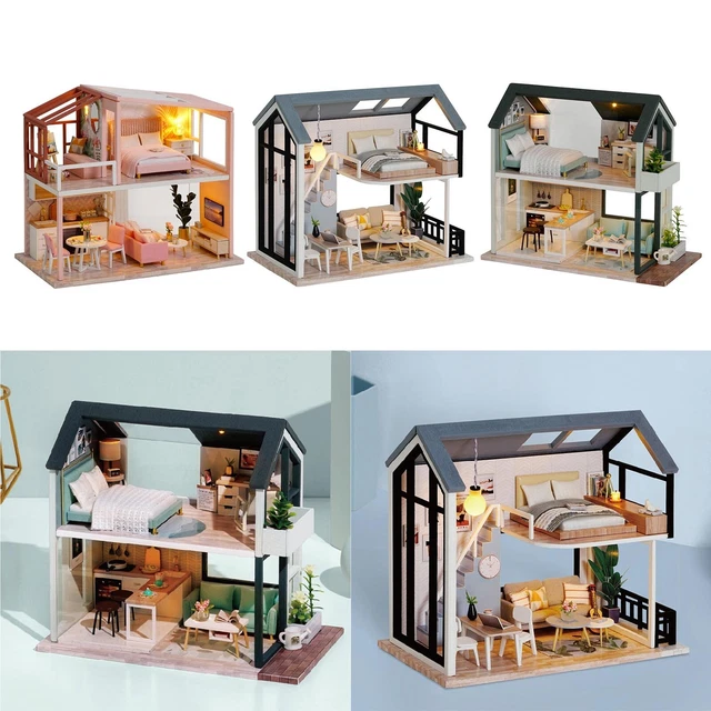 DIY Miniature Doll House Crafts with Wooden Furniture Kits Toy Gift for Girl Kid