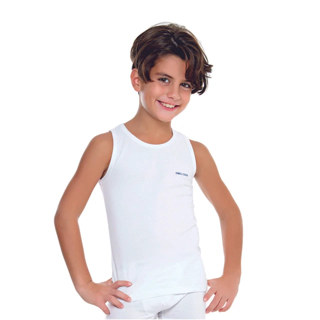 6 Pezzi Canottiera Bambino Spalla Larga 13021 Navigare In Cotone Pettinato