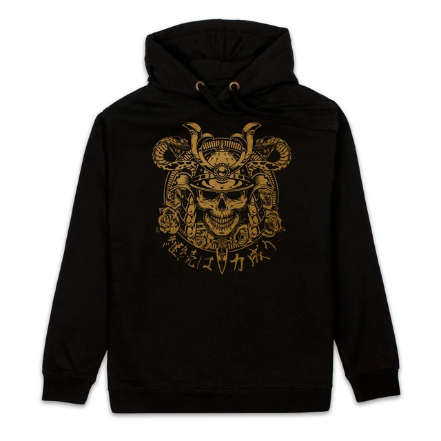 Felpa con cappuccio samurai giapponese anime tatuaggio teschio uomo stampata felpa con cappuccio ruota superiore