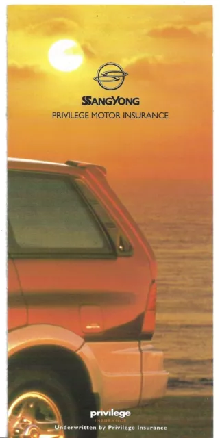 Ssangyong Privilege Motor Insurance 1996-97 UK Market Foldout Brochure Musso