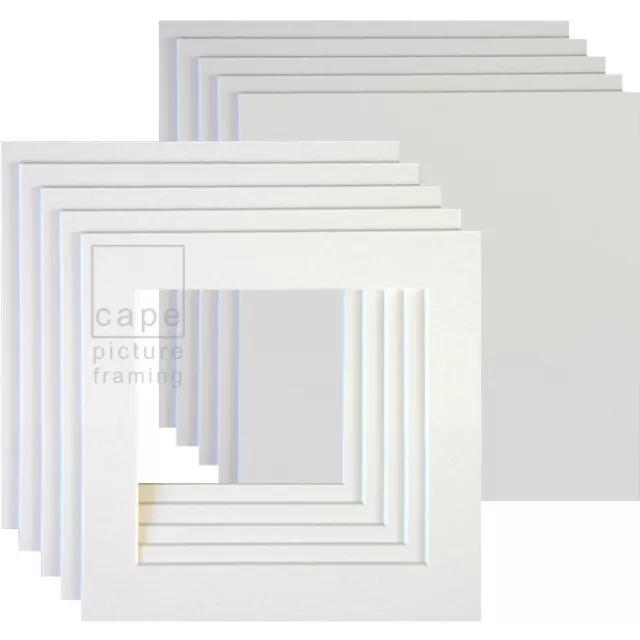 Square Picture Photo Mounts+Backs, Pack of 10,  White Core, Instagram