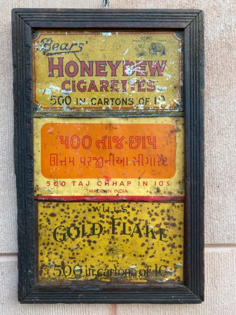 Antique Old Rare Hand Crafted Gold Flake Honeydrew Cigarettes Tin Sign Board