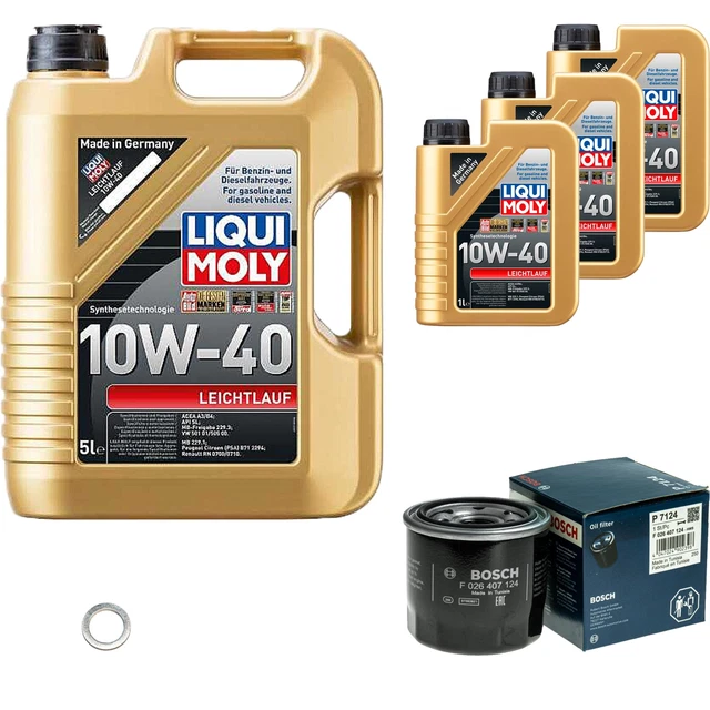 Filtro olio Bosch 8L Liqui Moly funzionamento leggero 10W-40 per Hyundai Kia Matrix 1.6 1.8