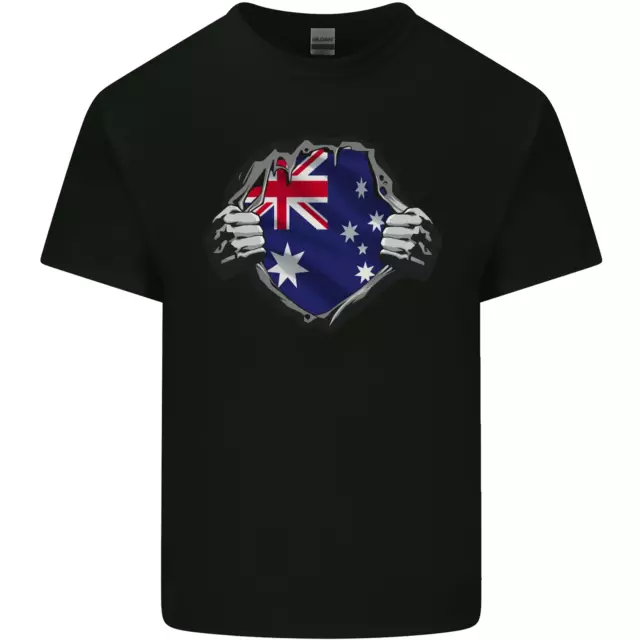 Australian Flag Ripped Australia Day Gym Mens Cotton T-Shirt Tee Top