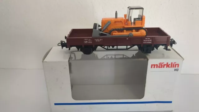 Märklin Vagón de borda baja con excavadora Escala H0 Ref. 4424 con caja