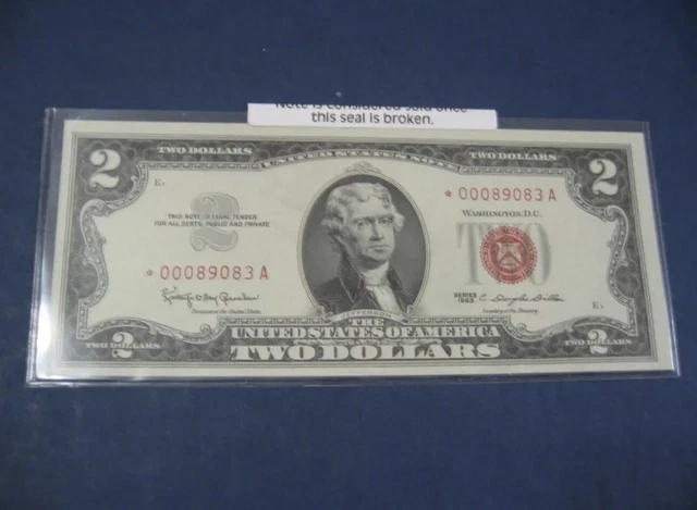 1963 $2 Two Dollar Bill Red Seal Uncirculated Star Note FR1513*