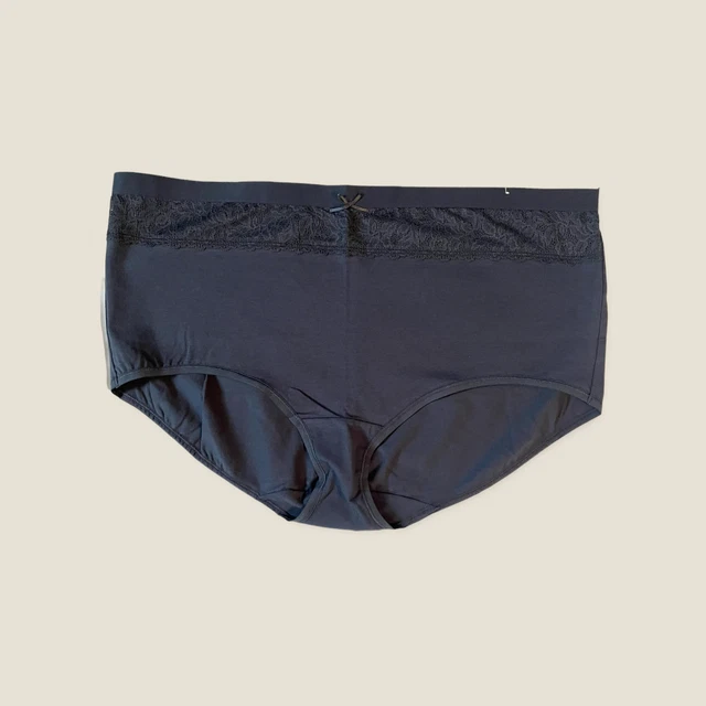 LANE BRYANT CACIQUE 18/20 Cotton Full Brief Panty with Lace Waist Navy