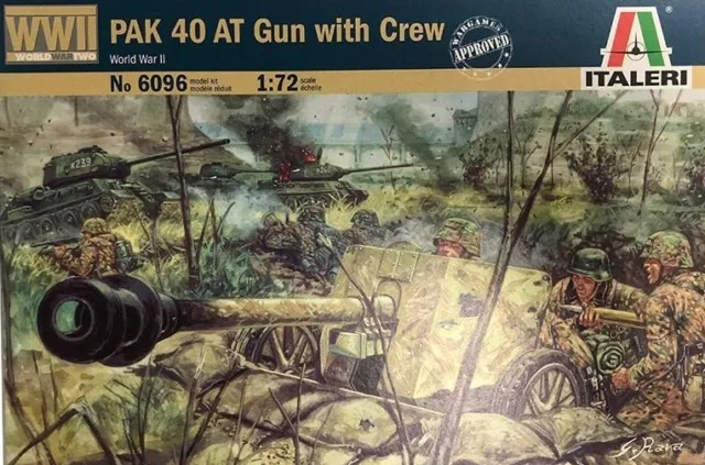 Italeri 6096 1/72 Scale Military Model Kit WWII German PaK.40 AT Gun with Crew