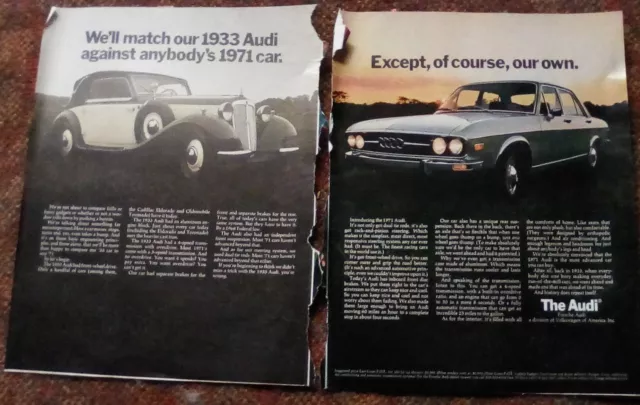 1971 Audi: Match Our 1933 Audi Against Anybody's Print Ad 2 Page 10.5 x 13.25