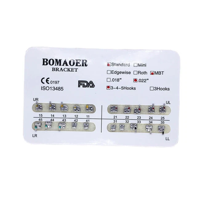 Brackets Ortodontici Dentali MBT 022 Standard - Lotto Di Staffe