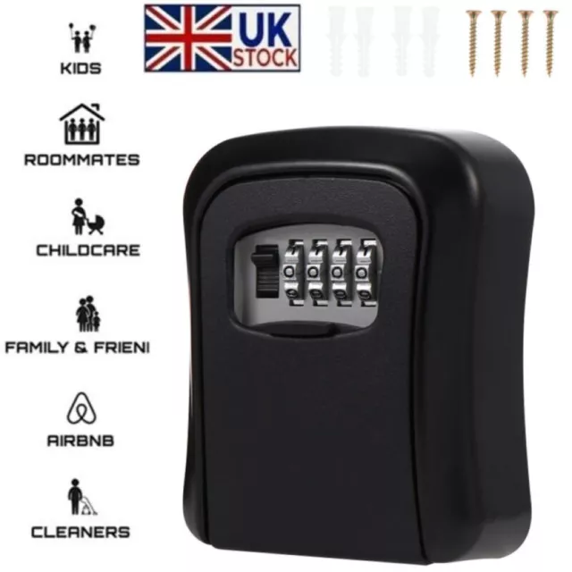 Safe Lock Box 4 Digit Key Combination Security Storage Case Wall Mount Organizer