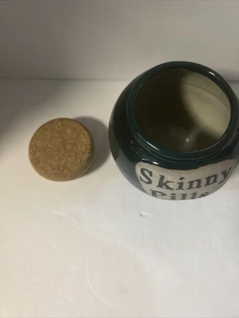 Skinny Pills Pottery Ceramic Jar Bank Candy Money Change Snacks Two Tone 3