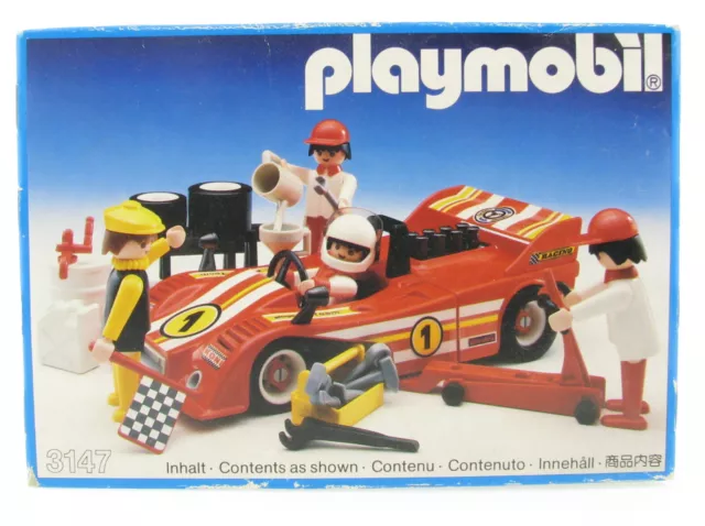 PLAYMOBIL 3147 Rennwagen mit Crew Racing Car NEU New MISB 1984 Outline-Nr. Auto