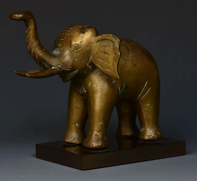 Early 20th Century, Antique Burmese Bronze Standing Elephant