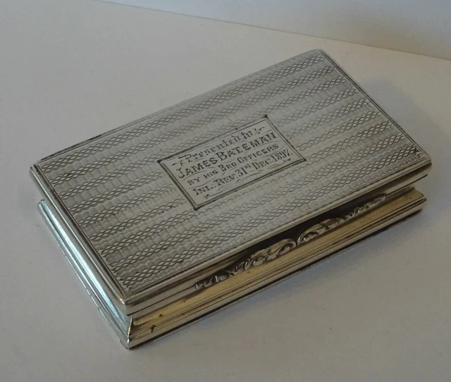 BUONA SCATOLA SNUFF PRESENTAZIONE ARGENTO STERLING INGLESE THOMAS SHAW BIRMINGHAM c1837
