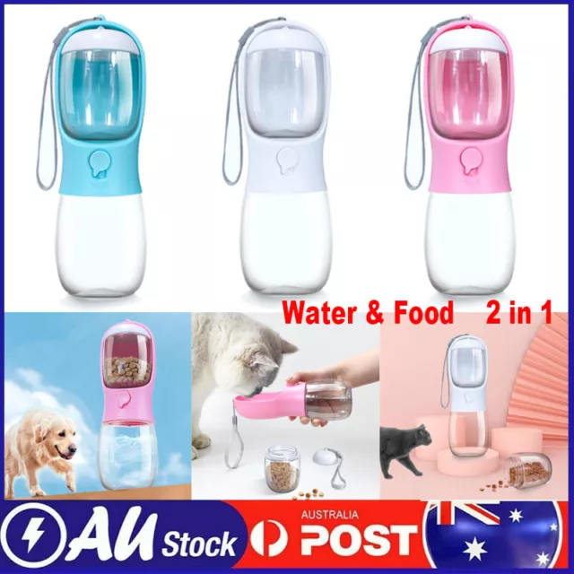 2 in1 Puppy Dog Cat Pet Water Bottle Cup Drinking Travel Outdoor Portable Feeder