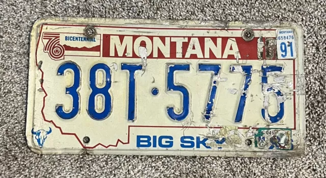 Vintage 1976 Montana Bicentennial License Plate 1991 Sticker