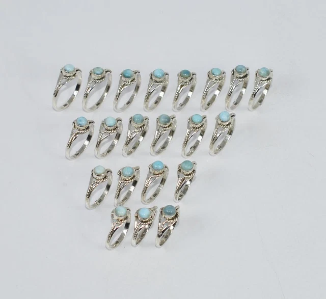 WHOLESALE 21PC 925 SOLID STERLING SILVER BLUE LARIMAR RING LOT e005