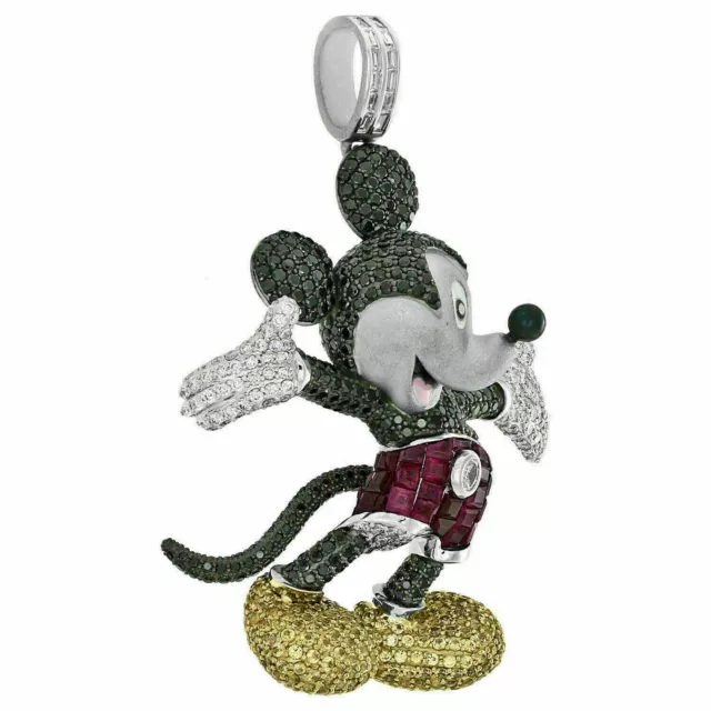 Gorgeous Red Ruby Gemstone Custom Mickey Mouse Party Hook Pendant In 935 Silver