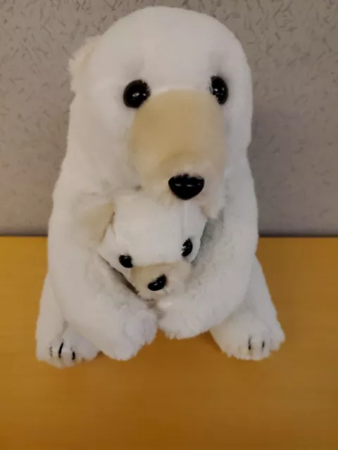 Isalys Klondike Polar Bear And Cub Stuffed Plush Animal Toy 9"