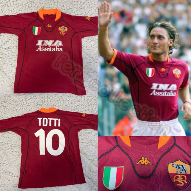 Maglia Shirt Trikot Camiseta As Roma kappa Totti 2001/02 Home ORIGINALE scudetto