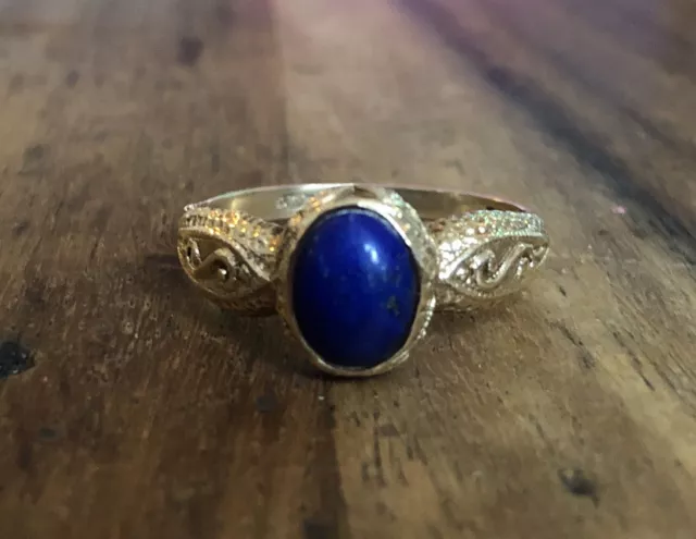 9ct Yellow Gold Lapis Lazuli Ring Size Q 375 9 Carat