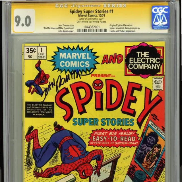 RARE Spidey Super Stories 1 CGC SS 9.0 Signed John Romita Sr.