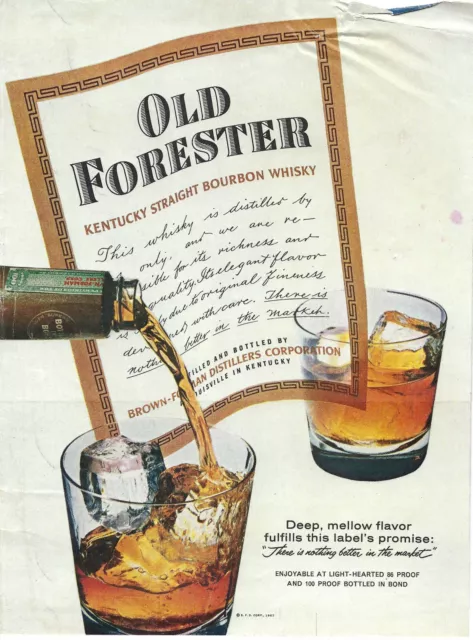 1963 Old Forester Kentucky Bourbon Distilled Vintage Magazine Print Ad/Poster