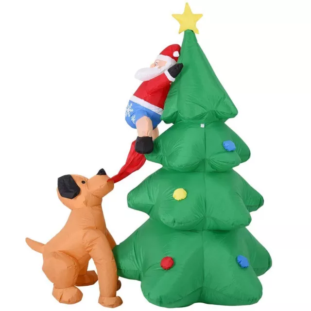 Gonfiabile Albero di Natale con Babbo Natale e Cane 180 cm con Luci LED Esterno