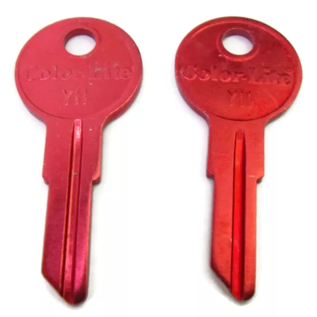 2-pcs Y11 RED Anodized Aluminum Cole Color-Lite Uncut Key Blanks