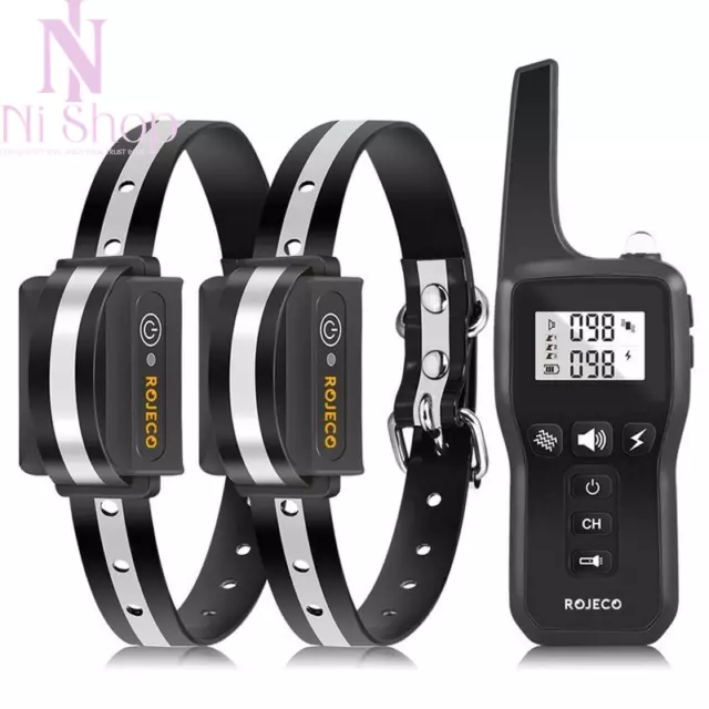 Dog Training Collar 1000M Remote Control Sound Vibration Zap Waterproof E-Collar