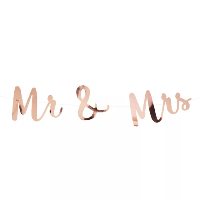 Mr & Mrs Girlande Banner 1,5m Roségold für Hochzeit Feier Party Deko Dekoration