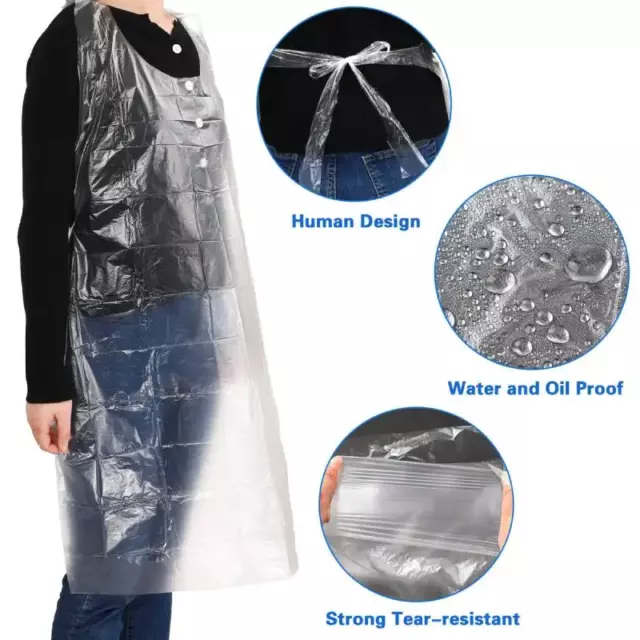 Disposable Apron Polythene Plastic Aprons Flat Pack White PE Waterproof Aprons