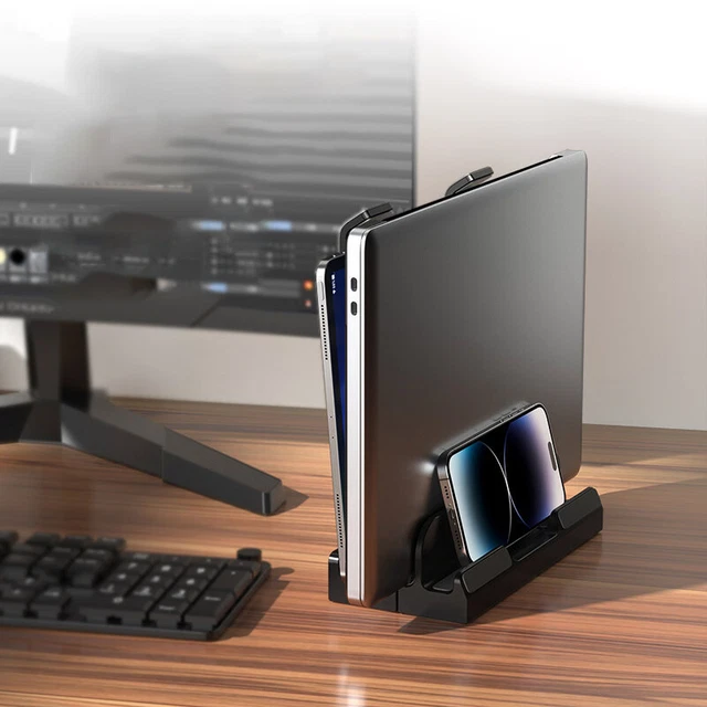 LAPTOP STAND VERTICAL Universal Laptop Space-Saving Adjustable Stable ...