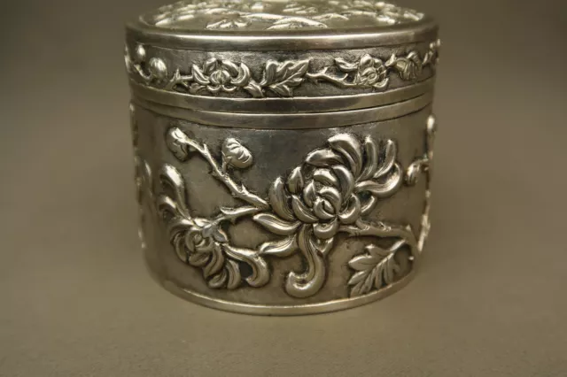 Antique Silver Chinese Export Box Case With Gilt Interior 19th Century 3