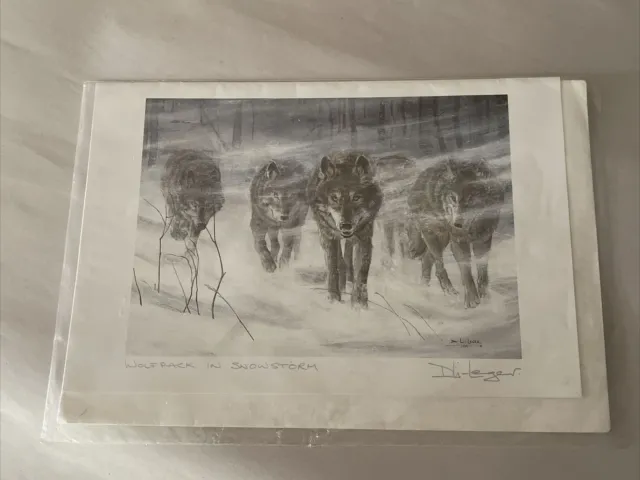 Vintage Photography Art 'Wolfpack In Snowstorm' by Don Li-Leger Signed & Titled 