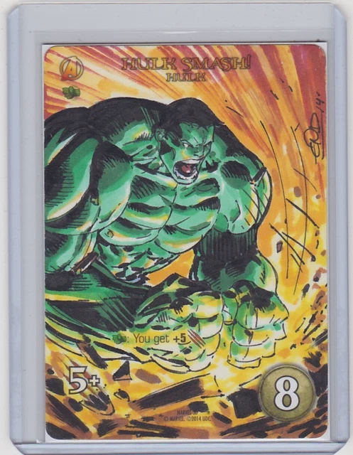 2015 UD Marvel 3-D Artist Sketch Card Hulk by Eric Ninaltowski 1/1 Avengers