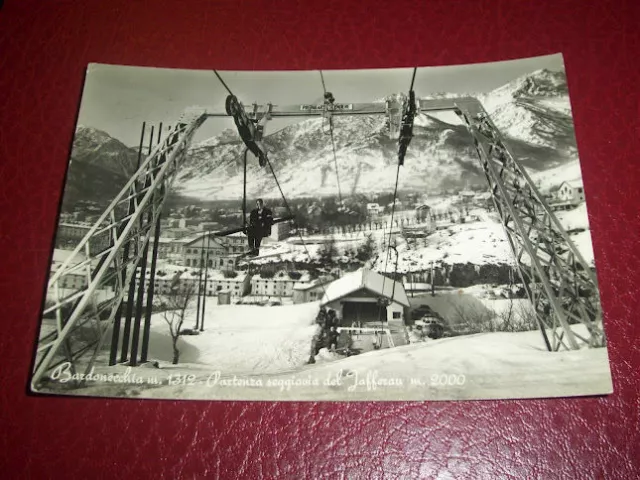 Cartolina Bardonecchia - Partenza seggiovia del Jafferau 1961