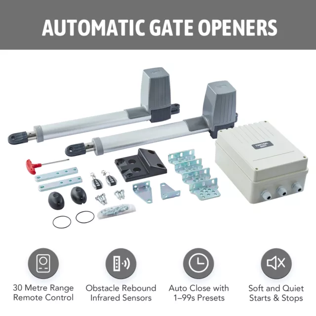 CO-Z Automatic Dual Swing Gate Opener with Remotes for 300kg 18ft Double Gates