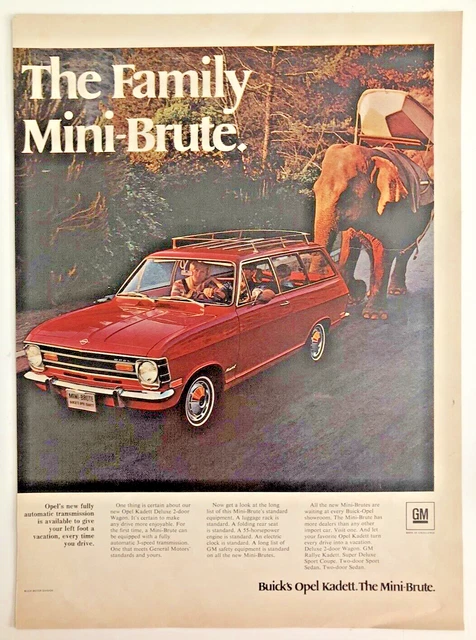 1969 Opal Kadette Wagon Vintage Print Ad Mini-Brute Family Wagon Advertisement