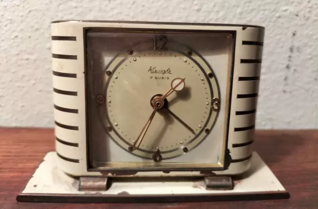 KIENZLE 7 RUBIS Antica sveglia da viaggio - orologio da tavolo ART-DECO' rara