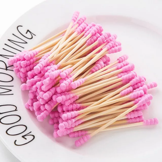 100x Cotton Swabs Swab Q-tips Wood Wooden Handle Cleaning Applicators Cosmetic♡
