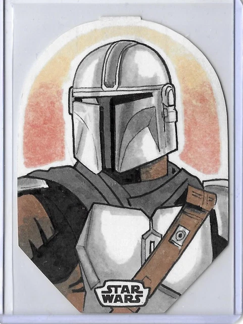 2021 Topps Mandalorian Season 1 Mandalorian Die-Cut Sketch by John Bruce