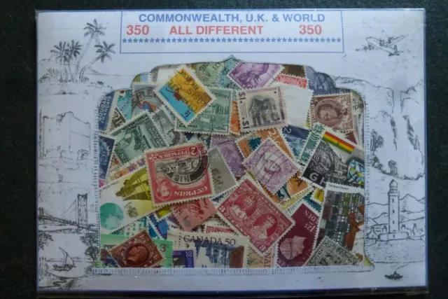 COMMONWEALTH, U.K. and WORLD PACKET of 350 STAMPS, OFF PAPER, all different