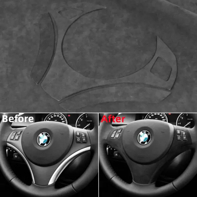 Alcantara Steering Wheel Trim Cover Sticker For 2005-12 BMW 3 Series E90 E92 E93