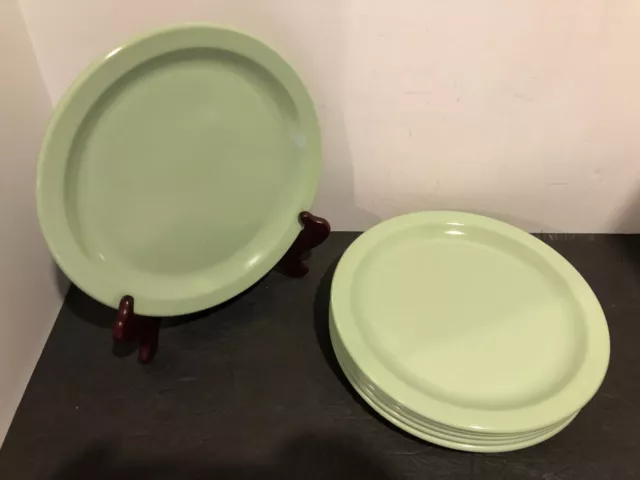 Set of 6 Hemcoware 9" Dinner Plates Melamine USA Light Green Camping Plastics 2