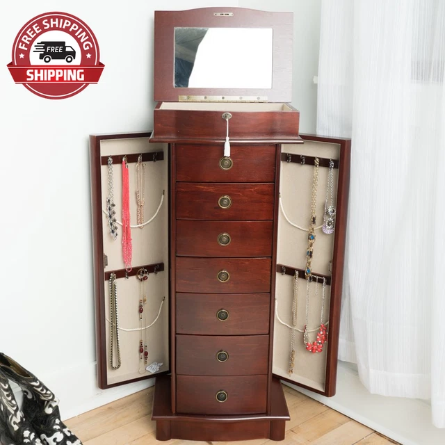 Hives and Honey Nora Freestanding Jewelry Armoire Jewelry Chest - Cherry