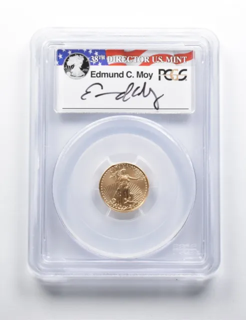MS70 2015 $5 American Gold Eagle 1/10 Oz FS Wide Reeds Signed Moy PCGS *1609