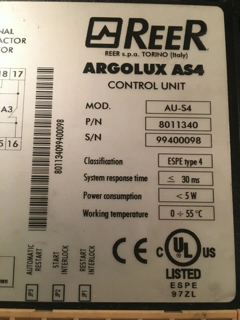ReeR Argolux AS Sicherheitsrelais MOD AU-S4 ESPE type 4