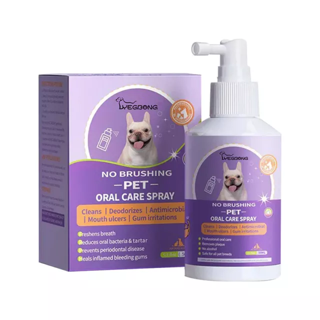 Dientes Limpieza Spray para Perros Y Gatos, Mascota Oral Limpiar 50ml # Au ❀ <